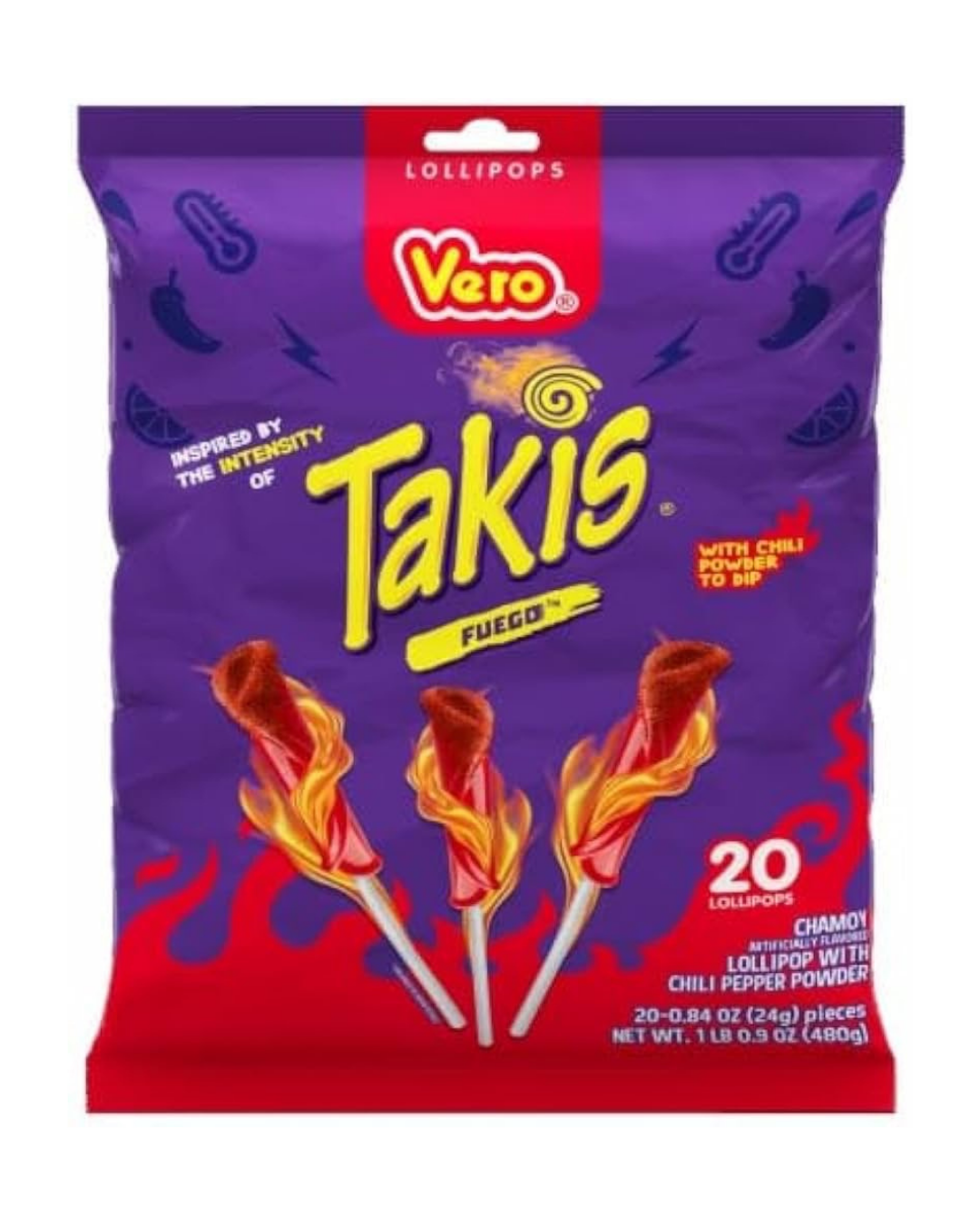 Vero- Takis Fuego Lollipop 20uds.